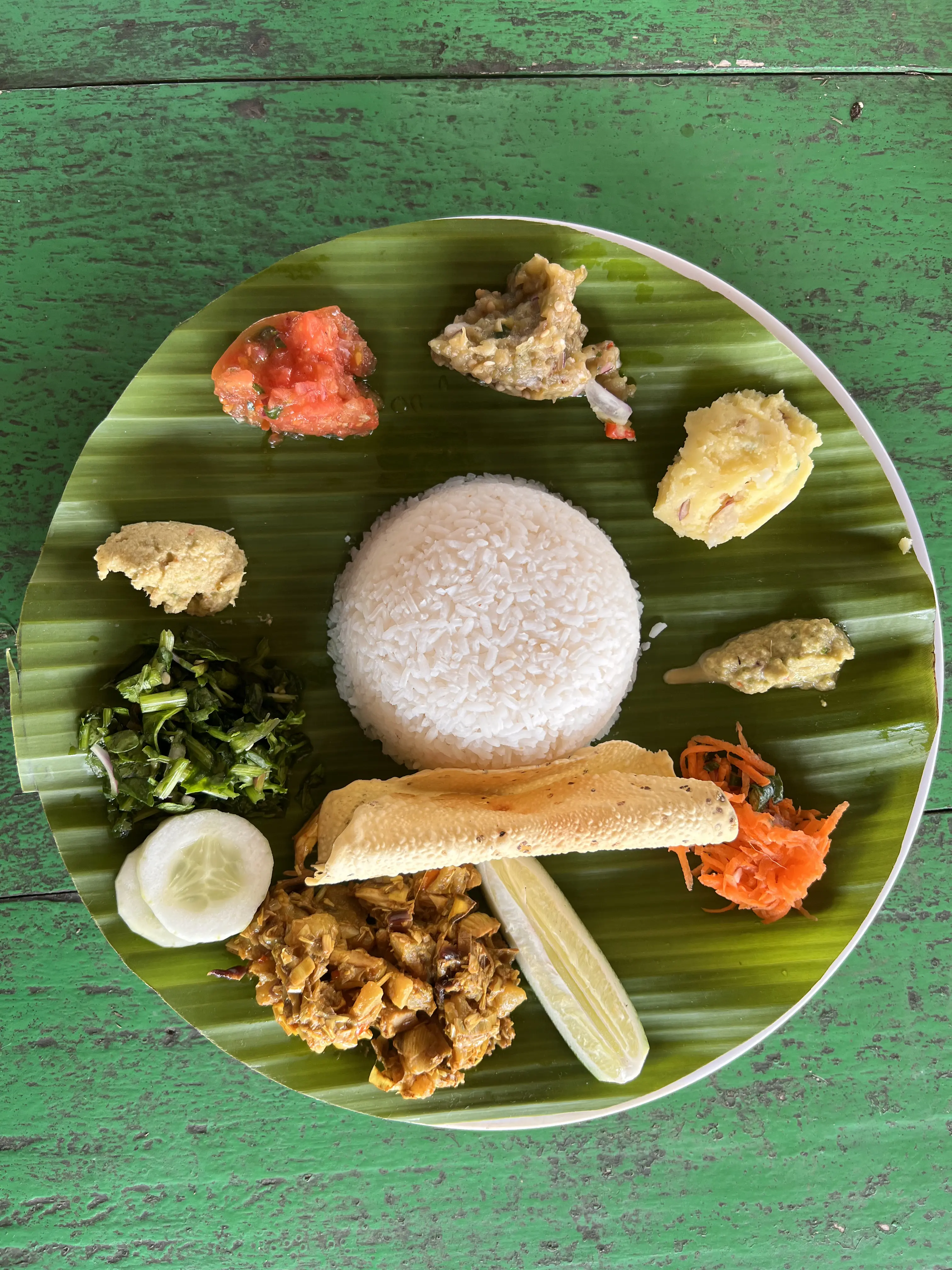 Traditional Assamese Cuisine Served on Banana Leaf