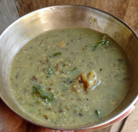 Assamese Khar made from burning banana tree stems and then straining the ash mixed water on a cotton cloth